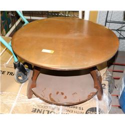 SOLID WOOD ROUND COFFEE TABLE 28.5" DIA X17" H.