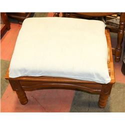 SOLID WOOD PADDED STOOL.