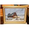 Image 1 : SUSAN GOODWIN FRAMED BARN SCENE PAINTING.