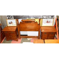 PAIR OF SOLID WOOD SINGLE SIZE HEADBOARDS WITH