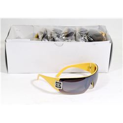 BOX OF CHANEL STYLE YELLOW DESIGNER SUNGLASSES