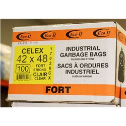 CASE OF 42"X48" CLEAR GARBAGE BAGS, 100 PER CASE.