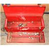 Image 1 : RED METAL TOOL BOX WITH CONTENTS