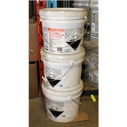 THREE 10KG PAILS OF CLAX LAUNDRY DETERGENT.