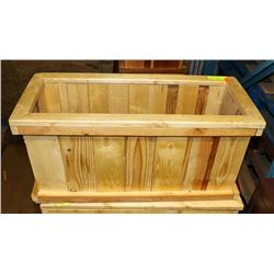 STAINED PINE PLANTER 27"X11"X12".