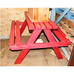 RED PICNIC TABLE 37"X36"X25".