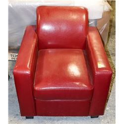 RED LEATHERETTE SOFA CHAIR