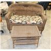 Image 1 : WICKER LOVESEAT WITH OTTOMAN.