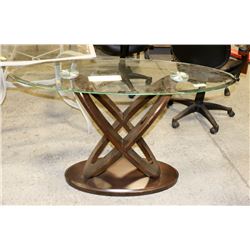 WOOD AND GLASS SOFA TABLE 48X18X30.