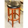 Image 1 : WOOD AND LEATHETTE BAR STOOL.