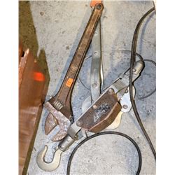 CABLE PULLER SOLD WITH LARGE CRESCENT WRENCH.