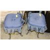 Image 1 : PAIR OF METAL SIDE CHAIRS WITH BLUE CUSIONS.