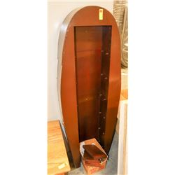 WOOD SHELVING UNIT, AS IS.