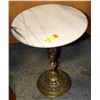 GRANITE TOP BRASS BASE END TABLE,  15" DIA X 19"H.