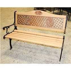 WOOD AND CAST IRON PARK BENCH.