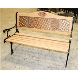 WOOD AND CAST IRON PARK BENCH.