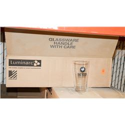 CASE WITH 24 BIG ROCK BREWERY GLASSES.
