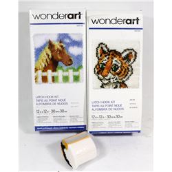 PAIR OF NEW & UNUSED LATCH HOOK RUG KITS TIGER &