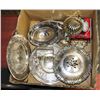 Image 1 : LARGE BOX OF SILVER PLATE SERVING DISHWARE