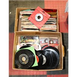 2 BOXES OF 45 SPEED RECORDS.