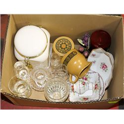 BOX OF ASSORTED COLLECTIBLES INCL ROYAL ALBERT