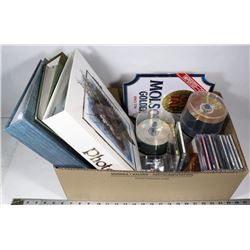 BOX OF ASSORTED INCLUDING PHOTO ALBUMS, MUSIC CDS