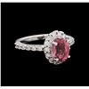 Image 1 : 1.70 ctw Pink Tourmaline and Diamond Ring - 14KT White Gold