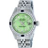 Image 2 : Rolex Ladies Stainless Steel Green Diamond & Sapphire Datejust Wristwatch
