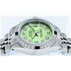 Image 4 : Rolex Ladies Stainless Steel Green Diamond & Sapphire Datejust Wristwatch