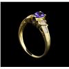 Image 4 : 14KT Yellow Gold 0.62 ctw Tanzanite and Diamond Ring