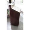 Image 2 : Brown Wooden Podium w/ White Laminate Interior & 2 Storage Shelves Below 25"W x 23"D x 48.5"H