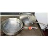 Image 1 : Qty 2 Large Metal Commercial Frying Pans - one w/ Lid