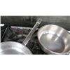 Image 3 : Qty 5 Misc Sizes Pots - 3  @ Frying Pan, Med Sauce Pot & Stew Pot w/ 2 Handles