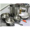 Image 1 : Qty 4 Misc Sizes Pots & Pans - 3  @ All-Clad Frying Pans & Large Stock Pot w/ Lid