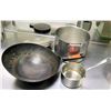Image 1 : Qty 3 Misc Sizes Pots - Large All-Clad Stock Pot w/ Lid, Wok & Sauce Pan