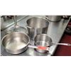 Image 1 : Qty 3 Misc Sizes Pots - Large All-Clad Stock Pot w/ Lid, Frying Pan & Sauce Pan