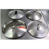 Image 1 : Qty 4 Misc Size Stainless  Steel Pot Lids w/ Handles