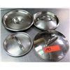 Image 1 : Qty 4 Misc Size Stainless  Steel Pot Lids w/ Handles