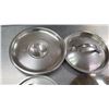Image 2 : Qty 4 Misc Size Stainless  Steel Pot Lids w/ Handles