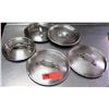 Image 1 : Qty 5 Misc Size Stainless  Steel Pot Lids w/ Handles