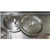 Image 2 : Qty 5 Misc Size Stainless  Steel Pot Lids w/ Handles