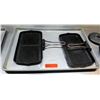 Image 1 : Qty 2 Rectangle Portable Cast Iron Grill Griddles w/ Folding Handles