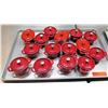 Image 1 : Qty 15 Red Ceramic Rice Bowls w/ Lid & Maker's Mark
