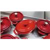 Image 2 : Qty 15 Red Ceramic Rice Bowls w/ Lid & Maker's Mark