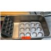 Image 2 : Qty 7 Misc Muffin Tins Pans, Large Stainless Bin, Tube Pans & Baking Pan