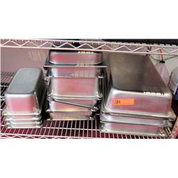 Multiple Misc Stainless Steel Rectangle Serving Pans, Storage Containers, etc