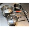 Image 1 : Qty 3 Misc Sizes Large Sauce Sauté Pots w/ Long Handles - 1 w/ Lid