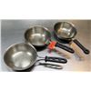 Image 1 : Qty 3 Misc Sizes Frying Sauté Pans w/ Rubber Handles