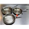 Image 1 : Qty 3 Misc Sizes Frying Sauté Pans w/ Long Metal Handles