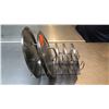 Image 2 : Qty 5 Pot Lids Covers on Metal Drying Rack